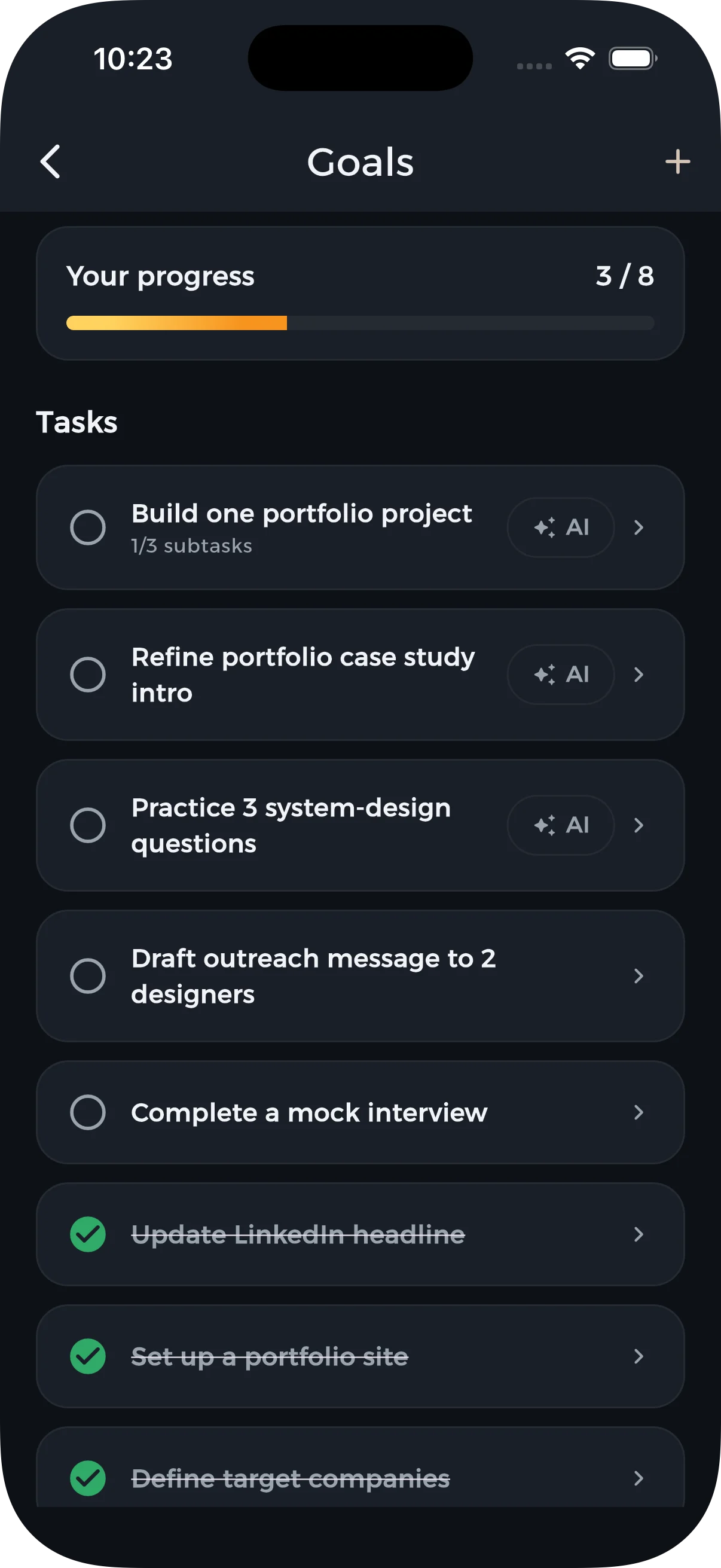 Track goals and tasks